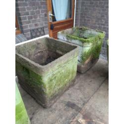Set 1950's Willy guhl planter vierkant pot bloembak eternit