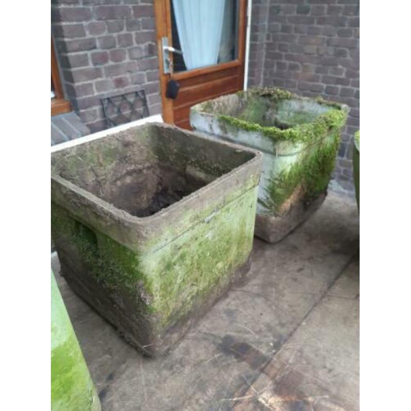 Set 1950's Willy guhl planter vierkant pot bloembak eternit