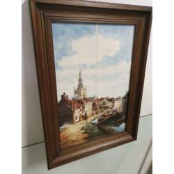 Uitverkoop! ingelijste tegels overschie ca1865!
