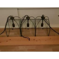 Hanglamp 3 stuks aan eiken plank
