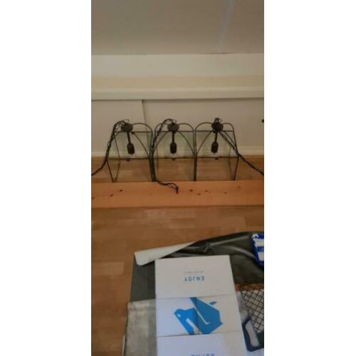 Hanglamp 3 stuks aan eiken plank