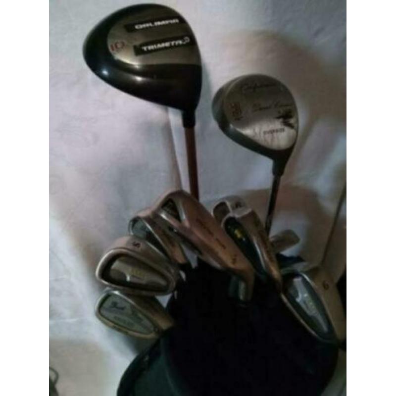 Golftas met 11 clubs, donker groen