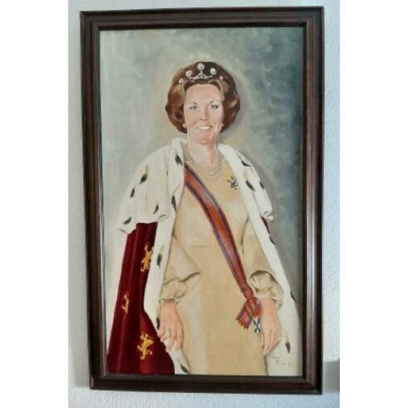 Koningin Beatrix/30 april 1980/staatsieportret op linnen