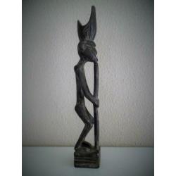 Houten Beeldje Indonesië - Houtsnijwerk - 34 x 5 cm.