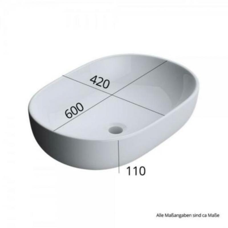 Wastafel, waskom, keramiek, witte designwastafel, B-322