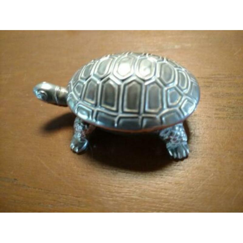 5 schildpad zilver doosje keramiek aardewerk beeldje
