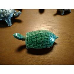 5 schildpad zilver doosje keramiek aardewerk beeldje