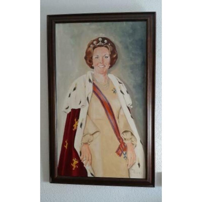 Koningin Beatrix/30 april 1980/staatsieportret op linnen
