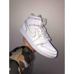 Nike Air Jordan 1 Mid Womens Iridescent Reflective White 40