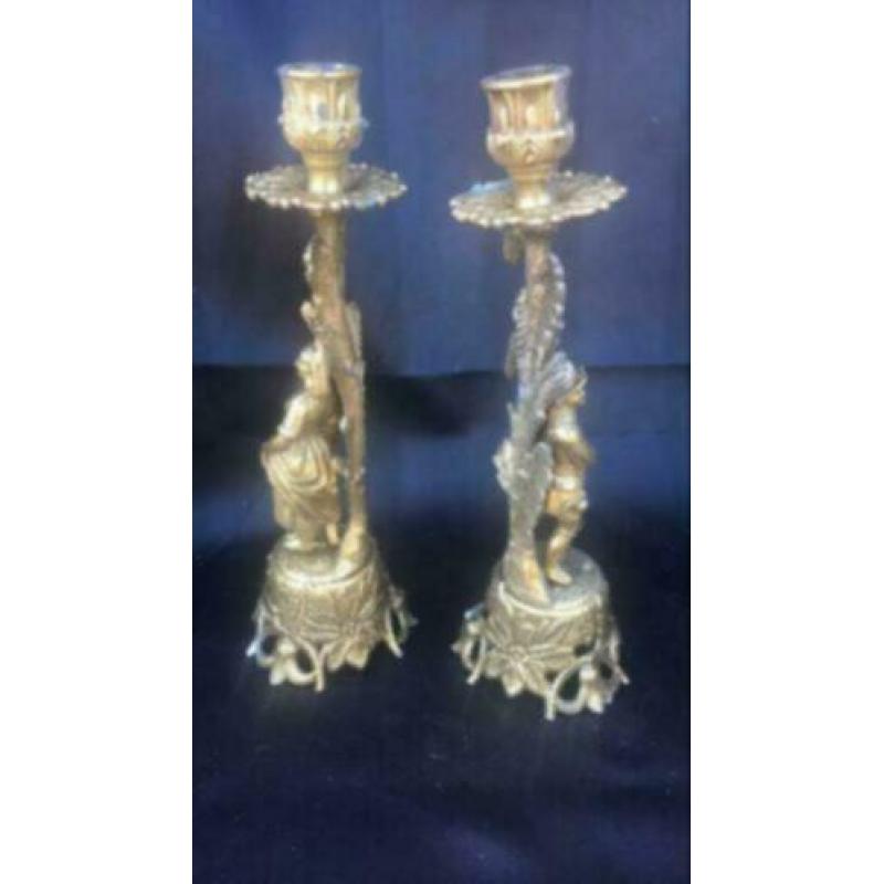 Set koperen kandelaars