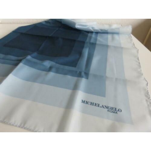 Vintage Michelangelo Roma zijden carré sjaal blauw gradient