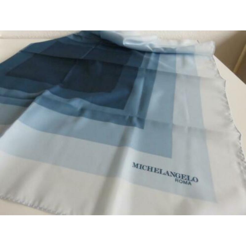 Vintage Michelangelo Roma zijden carré sjaal blauw gradient