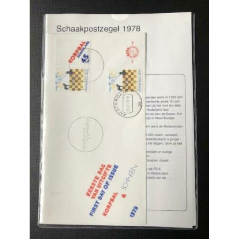 Eerstedagenvelop Schaakpostzegel 1978, speciaal setje in map