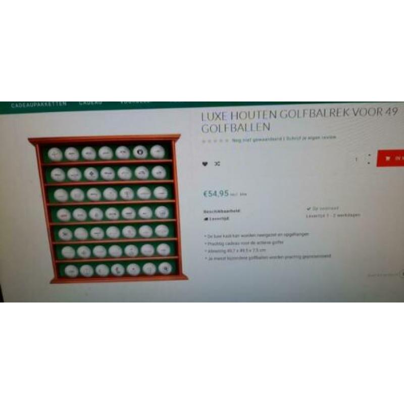 golfbalrek vitrine golfballen golfballenrek golfballenkast