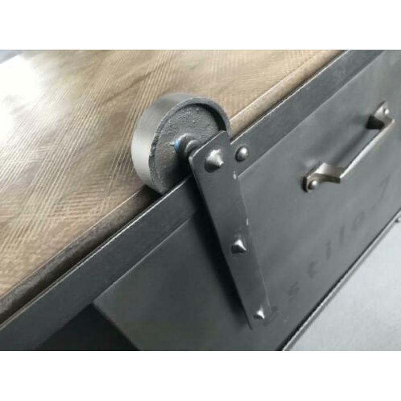 Tv meubel mango hout met stalen loft deuren hoge korting