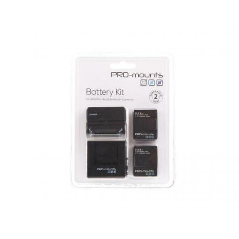 GoPro Pro-mounts Laderset Hero3/3+ incl 2 batterijen