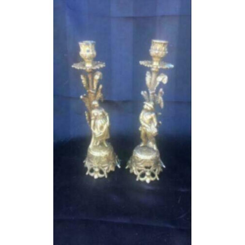 Set koperen kandelaars