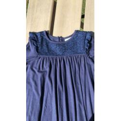 Pompdelux jurk lange mouw, maat 122, donkerblauw