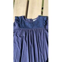 Pompdelux jurk lange mouw, maat 122, donkerblauw