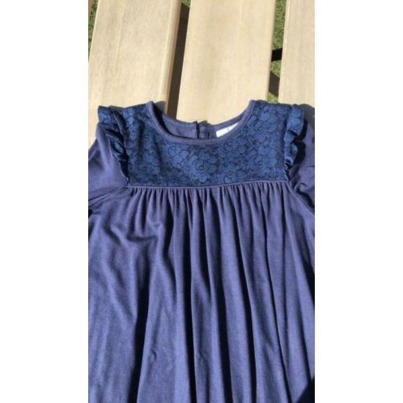 Pompdelux jurk lange mouw, maat 122, donkerblauw