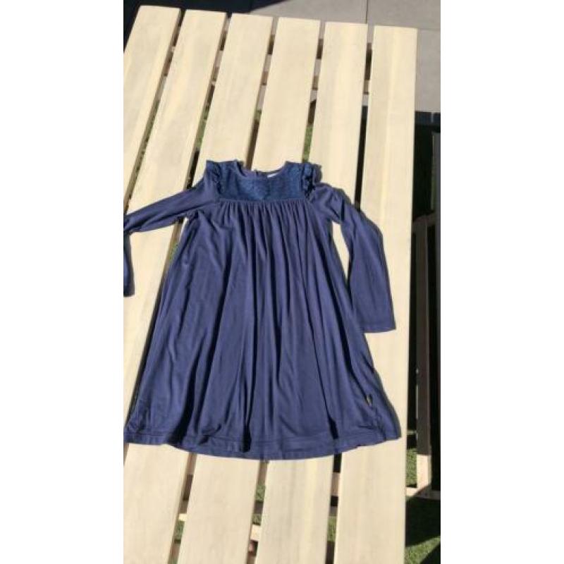 Pompdelux jurk lange mouw, maat 122, donkerblauw