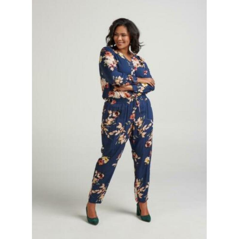 6035 aparte gebloemde broek van ZIZZI - maat M (46/48)