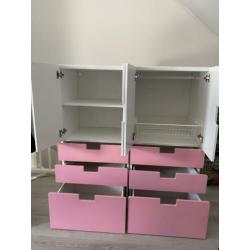 Ikea stuva kast roze met wit