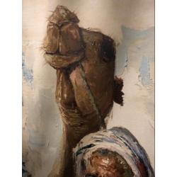 Geweldig schilderij Cyrus Afsary 1940 Arabier met kammeel
