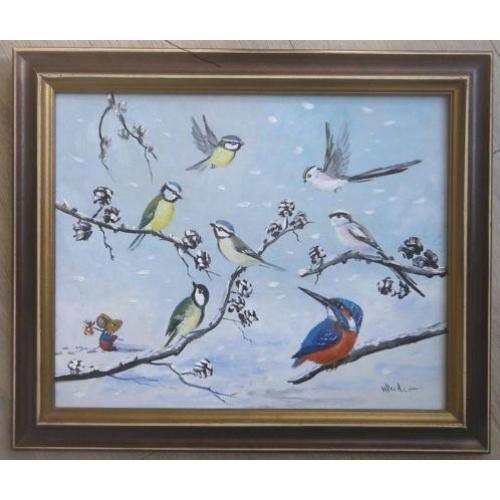 Vogels in een Winterlandschap