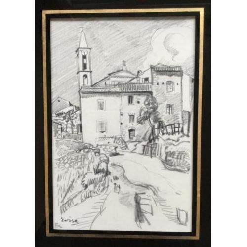Originele tekening jaren 50 Evisa Corsica monogram KF