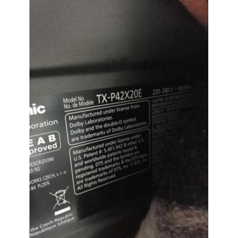 Panasonic tv 42 inch 106cm 100hz hdmi plasma 46 40 36 goed
