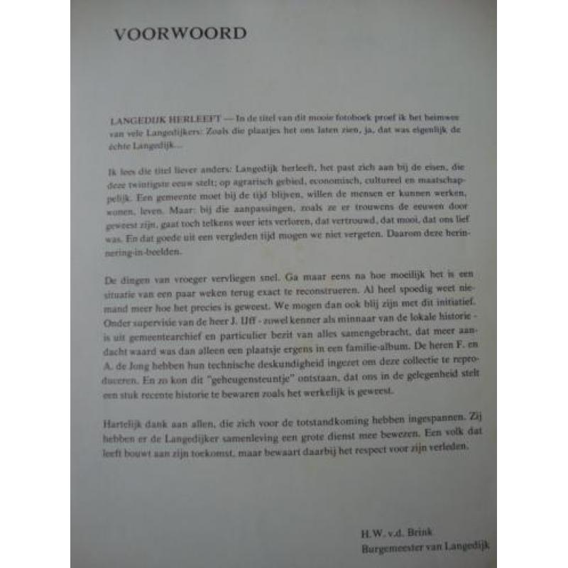 Geschiedenis boek; Langedijk herleefd (Broek op Langedijk)