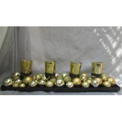 Kandelaar 4 Theelicht Houders op Plateau met Kerstballen