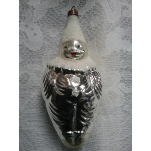 Oude antieke kerstbal clown/pierrot kerstversiering