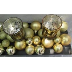 Kandelaar 4 Theelicht Houders op Plateau met Kerstballen