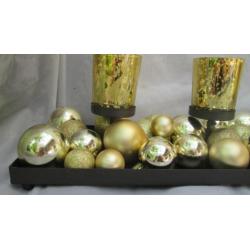 Kandelaar 4 Theelicht Houders op Plateau met Kerstballen