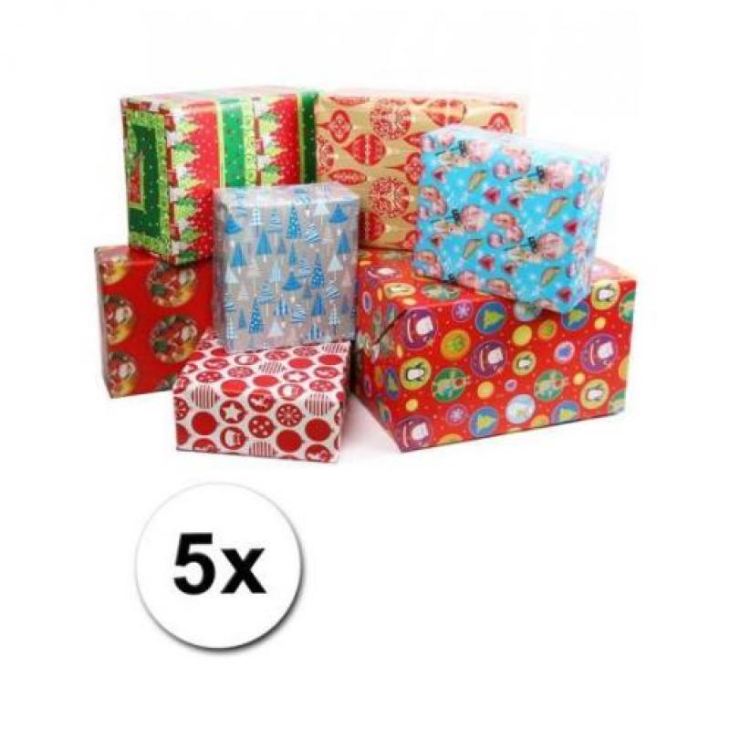 Kerst kadopapier 5 rollen - Kerstversiering