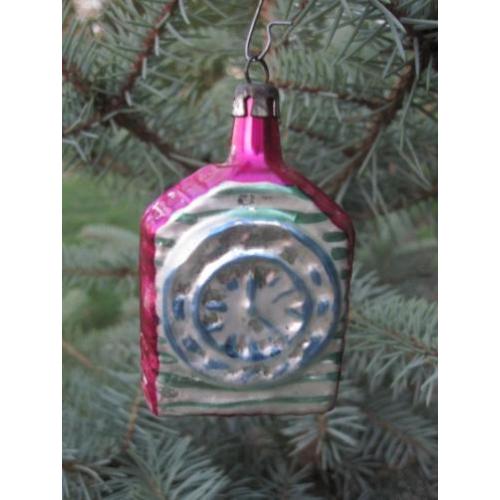 Antiek vintage oude kerstbal wekker klok kanten verschillend