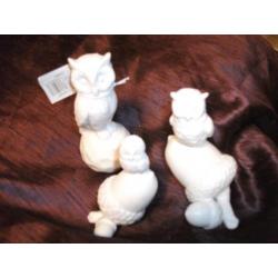 Partij Witte Uilen Gips / Decoratie Uil (nieuw) 50 x