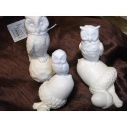 Partij Witte Uilen Gips / Decoratie Uil (nieuw) 50 x