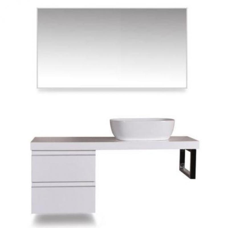 Praya Wiesbaden wastafelblad 120x46x5.5 hoogglans wit gelakt