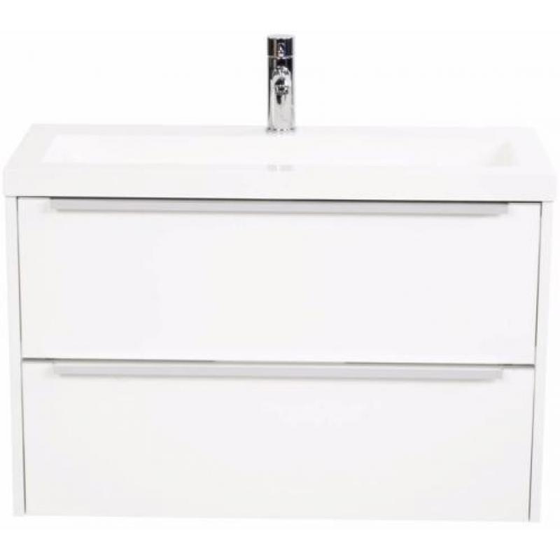 Saqu Salto Slimline Wastafelmeubel Glans Wit SBADOD80GWSQSET