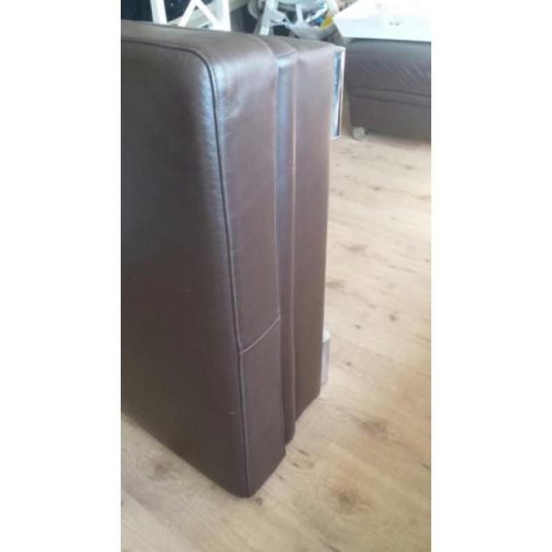 Leren donkerbruine poef voetenbank hocker geen ikea