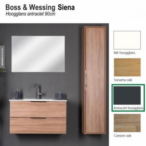 Badmeubel Siena 90cm Hoogglans Antraciet Softclose (Versc...