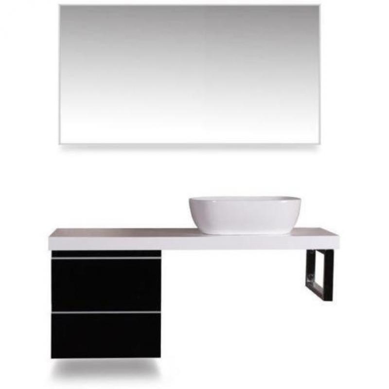 Praya Wiesbaden wastafelblad 120x46x5.5 hoogglans wit gelakt