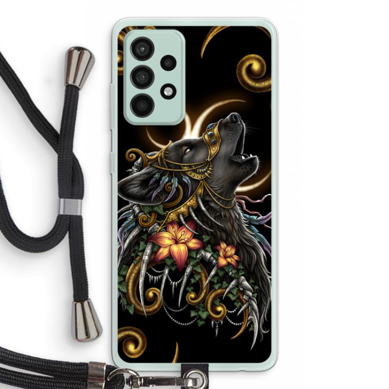 Huilende Wolf: Samsung Galaxy A52s 5G Transparant Hoesje met koord