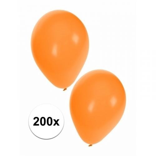 Feest ballonnen - oranje - 200x stuks - ca. 27 cm - verjaardag versiering